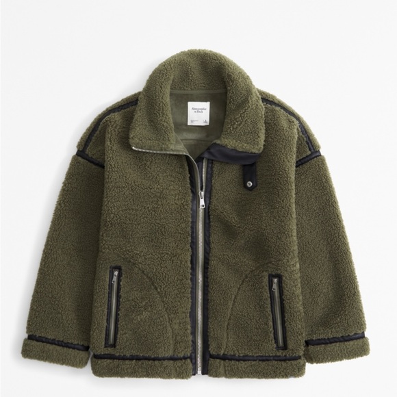 Abercrombie & Fitch Contrast Trim Sherpa Aviator Jacket - Size XL - Picture 5 of 5